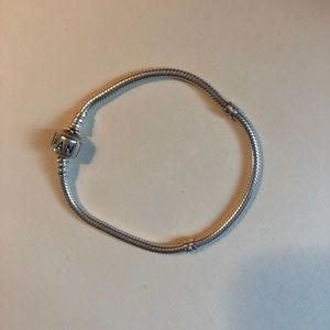 silver Pandora barrel clasp snake chain bracelet